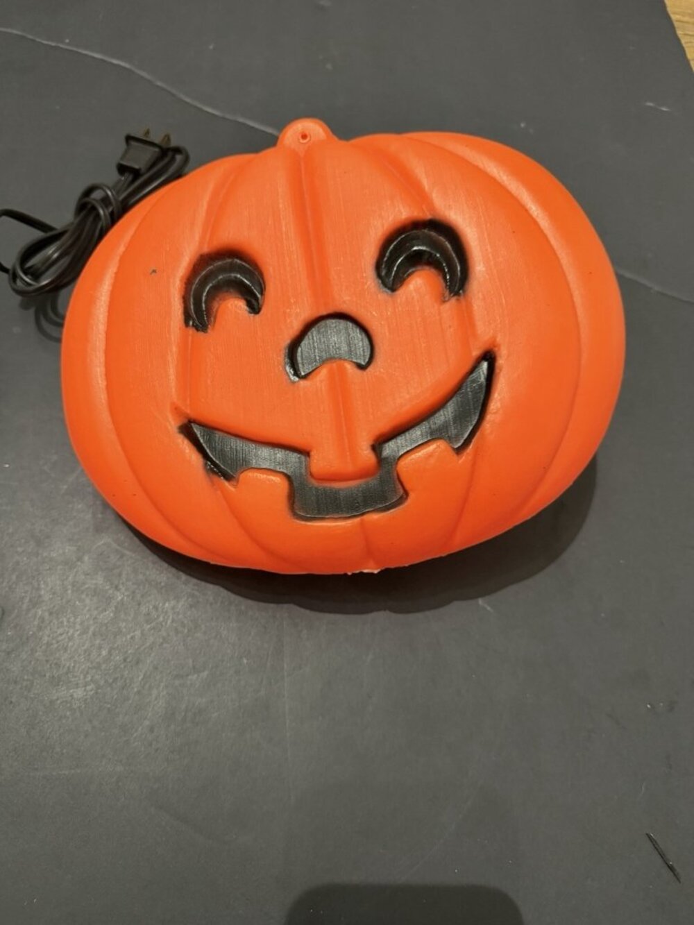 Vintage Halloween Lighted Jack O Lantern Pumpkin Blow Mold Plug In